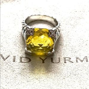 David Yurman 14mm Lemon Citrine Diamond Ring